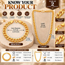 Gold Plated Bold Classic Cuban Link Chain & Bracelet Set for Men & Boys