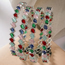 ZENEME Set of 4 Rhodium Plated Prismatic Harmony Multicolour Bangles for Women & Girls (2.4)