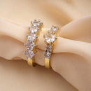 Set of 2 Gold Plated AD Crystal Bloom Adjustable Ring Combo for Women & Girls