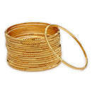 ZENEME Set of 16 Gold Plated Thin Beaded Line Bangles for Women & Girls