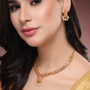 ZENEME Gold Plated Traditional Pearl Cluster Necklace with Matching Earring Antique Jewellery Set For Women & Girls Gold Toned Necklace Set For Woman