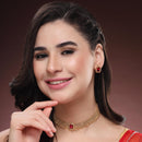 ZENEME Gold Toned CZ Choker Necklace Set for Women Traditional Jewellery Set with Matching Earrings