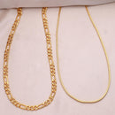 Gold Plated Figaro & Snake Link Chain Combo for Men & Boys