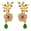 Gold Plated Multicolour Floral Vine Teardrop Ear Cuff Earrings for Women & Girls