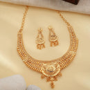 ZENEME Gold Plated Alloy Leaf Cascade Traditional Temple Necklace Set with Matching Earring Jewellery Set For Women & Girls