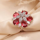 Rhodium Plated AD Emerald Floral Cluster Adjustable Ring for Women & Girls