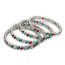 ZENEME Rhodium Plated Multicolor American Diamond Swirl Link Tennis Line Necklace Set with Earrings & Set of 2 Bangles for Women & Girls