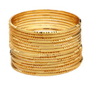 ZENEME Set of 16 Gold Plated Thin Beaded Line Bangles for Women & Girls