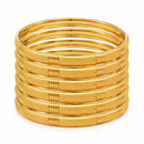 ZENEME Set of 8 Gold Plated Line Textured Ribbed Bangles for Women & Girls