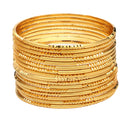 ZENEME Set of 16 Gold Plated Thin Beaded Line Bangles for Women & Girls