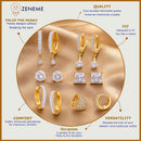 Gold Plated Hoop, Stud & Drop Earring Combo Set of 6 Pairs for Women & Girls