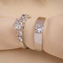 Set of 2 Rhodium Plated AD Luxe Crystal Adjustable Ring Combo for Women & Girls