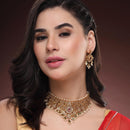ZENEME Gold Plated AD Floral Lattice Fringe Traditional Necklace Set with Matching Earring Jewellery Set For Women & Girls