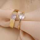 Set of 2 Gold Plated AD Luxe Halo Adjustable Ring Combo for Women & Girls