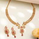 ZENEME Gold Plated Traditional Pearl Cluster Necklace with Matching Earring Antique Jewellery Set For Women & Girls Gold Toned Necklace Set For Woman