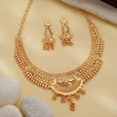 ZENEME Gold Plated Alloy Leaf Trail Ethnic Temple Necklace Set with Matching Earring Jewellery Set For Women & Girls