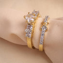 Set of 2 Gold Plated AD Celestial Sparkle Adjustable Ring Combo for Women & Girls