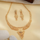 ZENEME Gold Plated Alloy Leaf Fringe Heritage Temple Necklace Set with Matching Earring Jewellery Set For Women & Girls