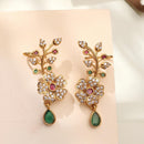 Gold Plated Multicolour Floral Vine Teardrop Ear Cuff Earrings for Women & Girls