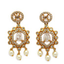 ZENEME Gold Plated AD Traditional Pearl Drop Floral Medallion Necklace Set with Matching Earring Jewellery Set For Women & Girls