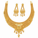 ZENEME Gold Plated Alloy Leaf Cascade Traditional Temple Necklace Set with Matching Earring Jewellery Set For Women & Girls