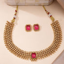 ZENEME Gold Toned CZ Choker Necklace Set for Women Traditional Jewellery Set with Matching Earrings