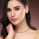 ZENEME Gold-Plated Stone Studded Pearl Choker Necklace Set with Earrings for Women & Girls
