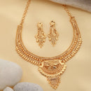 ZENEME Gold Plated Alloy Leaf Drop Classic Temple Necklace Set with Matching Earring Jewellery Set For Women & Girls
