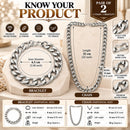 Silver Plated Bold Classic Cuban Link Chain & Bracelet Set for Men & Boys