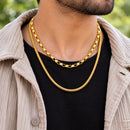 Gold Plated Snake & Figaro Link Chain Combo for Men & Boys