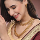 ZENEME Set of 4 Antique Gold Plated Brass With Pearl Traditional South Indian Bridal Jewellery Set For Women & Girls Gold Toned