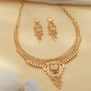 ZENEME Gold Plated Alloy Leaf Charm Traditional Temple Necklace Set with Matching Earring Jewellery Set For Women & Girls