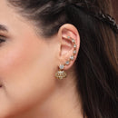 Gold Plated Geometric Crystal Vine Jhumka Ear Cuff Earrings for Women & Girls