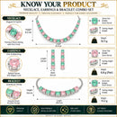 ZENEME Set of 3 Silver Plated AD Pastel Rainbow Tennis Necklace Set & Bracelet Jewellery Set For Women & Girls