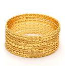 ZENEME Set of 12 Gold Plated Handcrafted Textured Classic Bangles for Women & Girls (2.4)