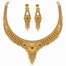 ZENEME Gold Plated Alloy Leaf Layer Heritage Temple Necklace Set with Matching Earring Jewellery Set For Women & Girls