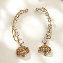 Gold Plated Geometric Crystal Vine Jhumka Ear Cuff Earrings for Women & Girls