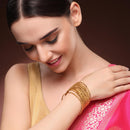 ZENEME Set of 12 Gold Plated Handcrafted Textured Classic Bangles for Women & Girls (2.4)