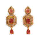 ZENEME Gold Plated Traditional Pearl Cluster Necklace with Matching Earring Antique Jewellery Set For Women & Girls Gold Toned Necklace Set For Woman