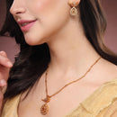 ZENEME Gold Plated Brass Pearl Bead Floral Pendant Set for Women & Girls