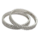 ZENEME Rhodium Plated White American Diamond Crystal Leaf Vine Necklace Set with Earrings & Set of 2 Bangles for Women & Girls