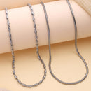 Silver Plated Rope & Snake Link Chain Combo for Men & Boys