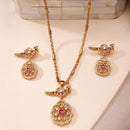 ZENEME Gold Plated Brass Pearl Bead Floral Pendant Set for Women & Girls