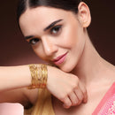 ZENEME Set of 12 Gold Plated One Gram Traditional Bangles for Women & Girls