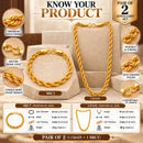 Gold Plated Sleek Gold Twisted Rope Link Chain & Bracelet Set for Men & Boys