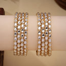 ZENEME Set of 8 Gold Plated Kundan Crystal Line Bangles for Women & Girls