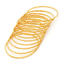 ZENEME Set of 12 Gold Plated Handcrafted Textured Classic Bangles for Women & Girls (2.4)