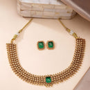 ZENEME Gold Toned CZ Choker Necklace Set for Women Traditional Jewellery Set with Matching Earrings