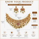 ZENEME Gold Plated AD Floral Lattice Fringe Traditional Necklace Set with Matching Earring Jewellery Set For Women & Girls
