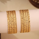 ZENEME Set of 16 Gold Plated Wavy Textured Line Bangles for Women & Girls